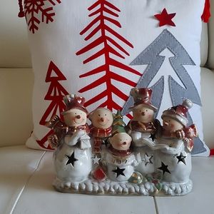🔥3/$40🔥Ceramic Snowman Family Carolling Choir Tealight Candle Decor